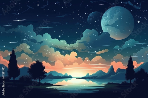 starry sky cartoon style, Generative AI © Landscape Planet