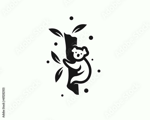 silhouette koala patch at tree logo icon symbol design template illustration inspiration