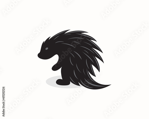 silhouette hedgehog porcupine black logo icon symbol design template illustration inspiration