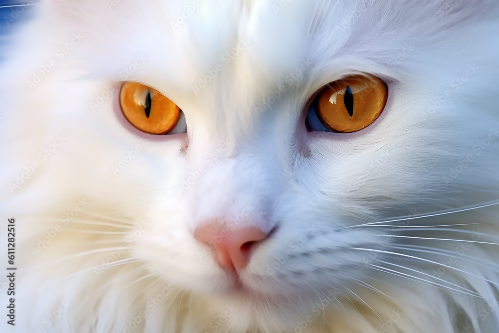 Closeup of cute white cat
