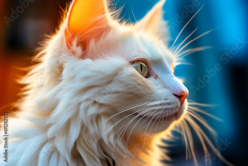 Closeup of cute white cat
