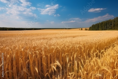 Golden wheat field. Generate Ai