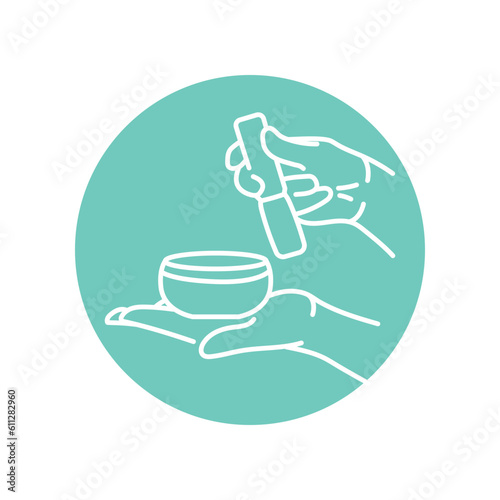 Sound healing meditation black line icon.