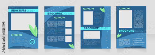 New urbanism blue blank brochure design. Template set with copy space for text. Premade corporate reports collection. Editable 4 paper pages. Barlow Black, Thin, Nunito Light fonts used photo