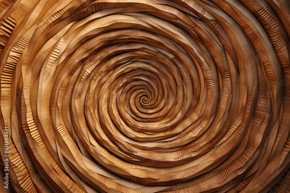 Fototapeta premium Abstract spiral wood background Generative AI