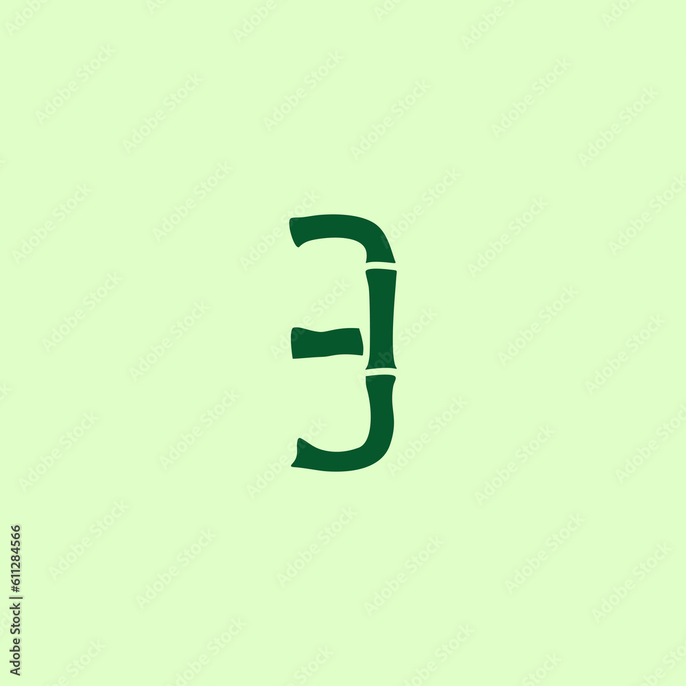 Fototapeta premium Green Bamboo 3 Letter logo icon design for icon, logo, vector, business, company and more