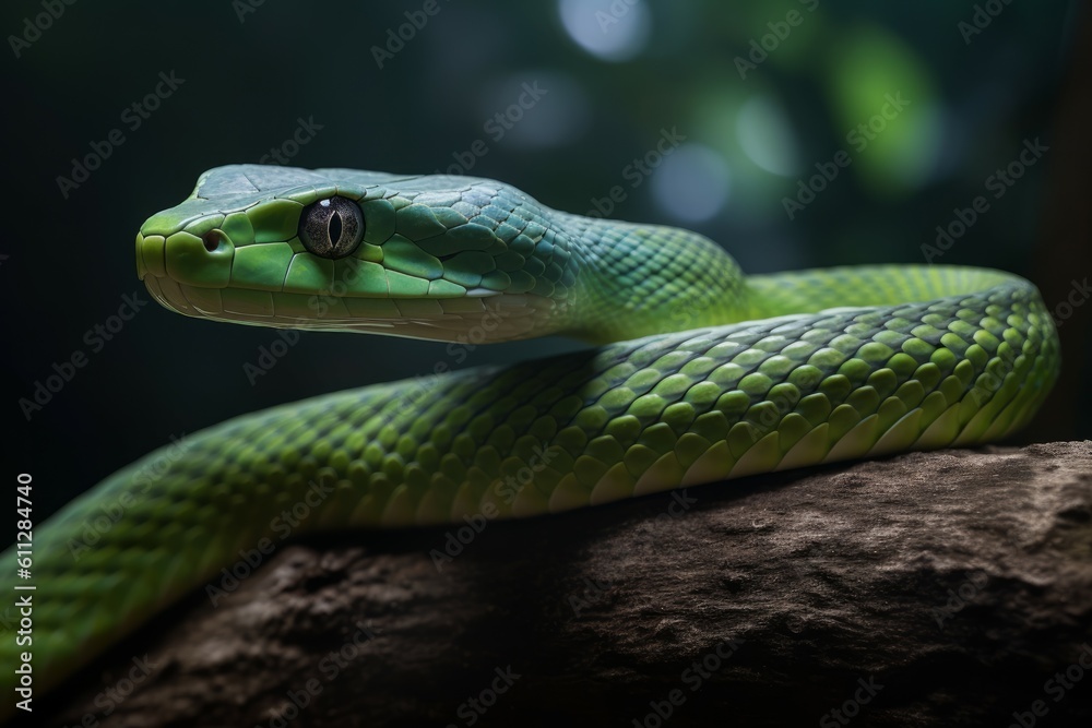 Green snake wildlife. Generate Ai Green snake wildlife. Generate Ai