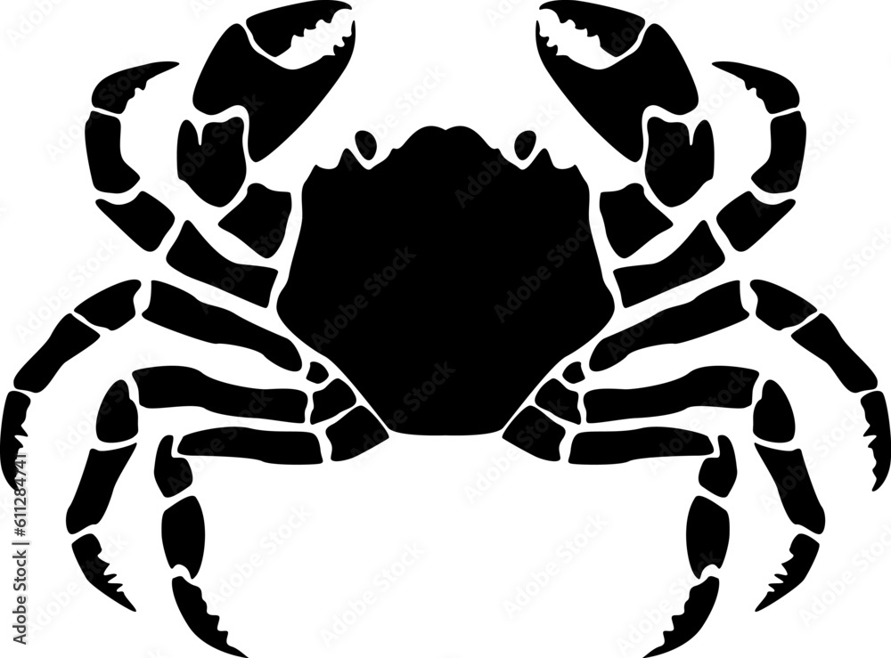 Illustration of crab. Black and white crab. Seafood. For poster, emblem ...