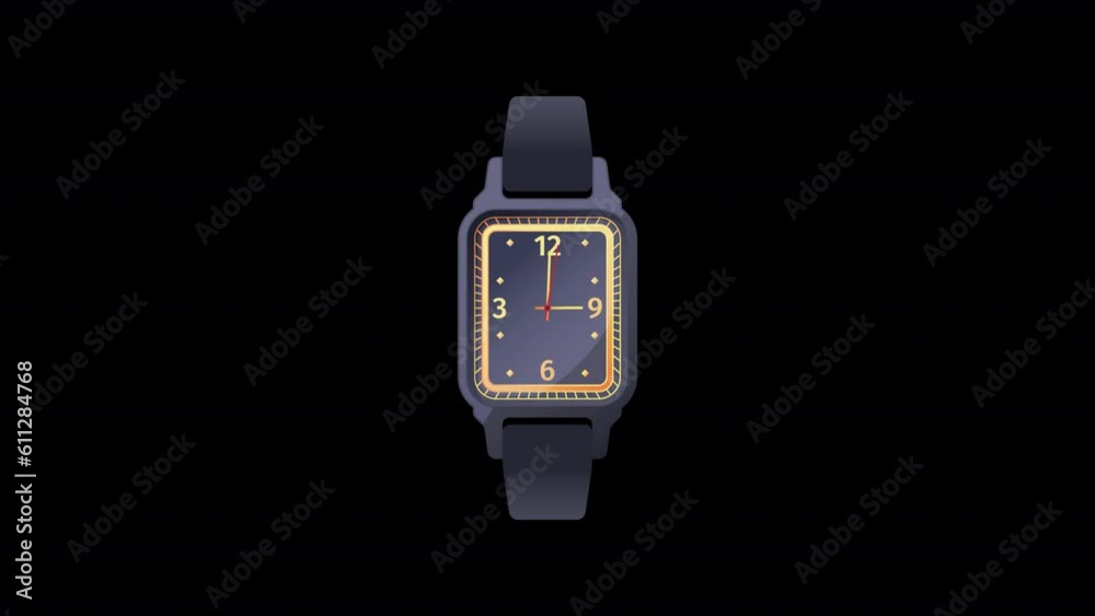 2D mechanical wristwatch 12 Hours | Time running clock motion design on transparent background 2D mechanical wristwatch 12 Hours | Time running clock motion design on transparent background