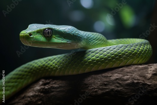 Green snake wildlife. Generate Ai