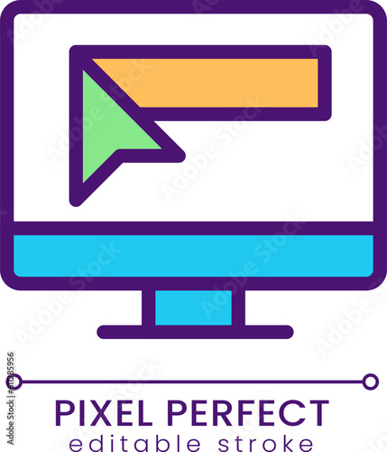 Website address pixel perfect RGB color icon. Business online. Searching engine. Seeking information. Isolated vector illustration. Simple filled line drawing. Editable stroke. Poppins font used