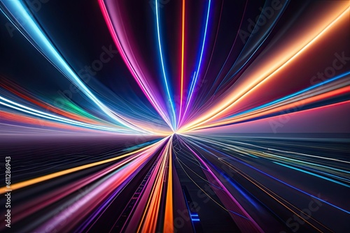 Network Connection Fiber Light Glow Generative AI