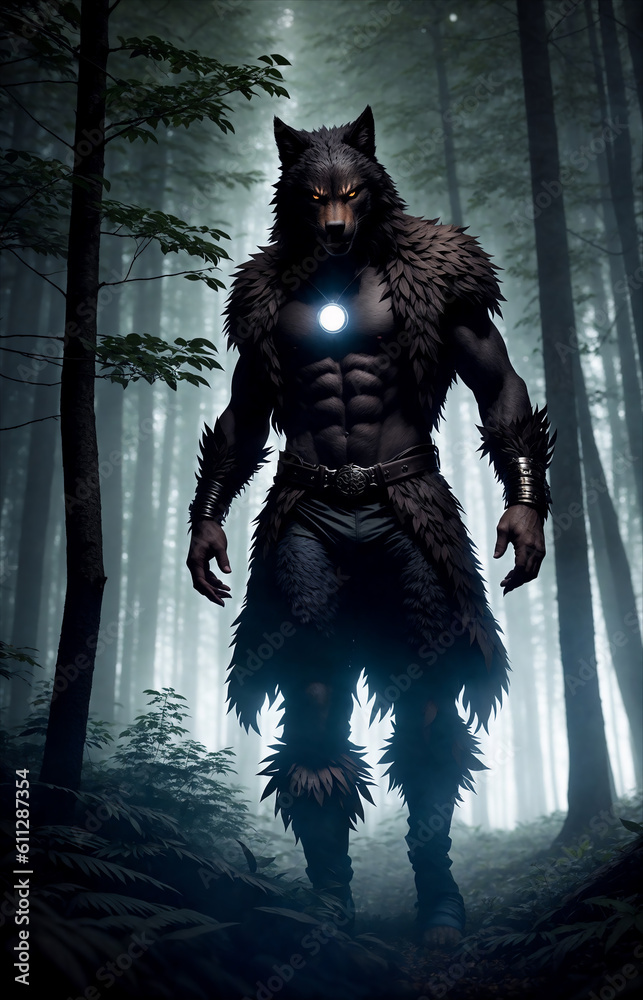 Werewolf concept art created with Generative AI technology Werewolf concept art created with Generative AI technology