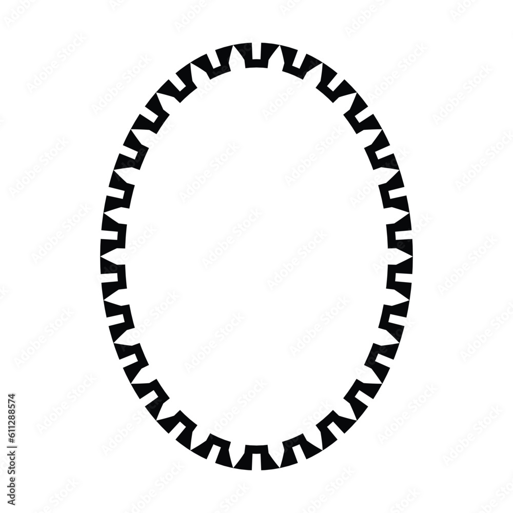 Oval frame round border design shape icon for decorative vintage doodle element for design in vector illustration