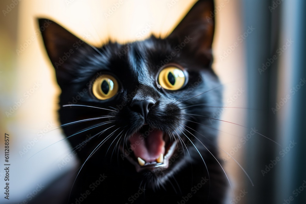Headshot portrait photography of a funny bombay cat pouncing against a bright window. With generative AI technology Headshot portrait photography of a funny bombay cat pouncing against a bright window. With generative AI technology