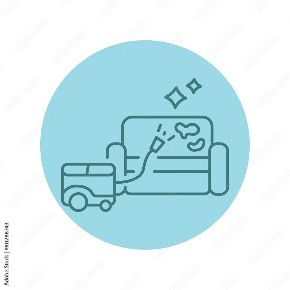 Sofa dry cleaning black line icon. Cleaning company