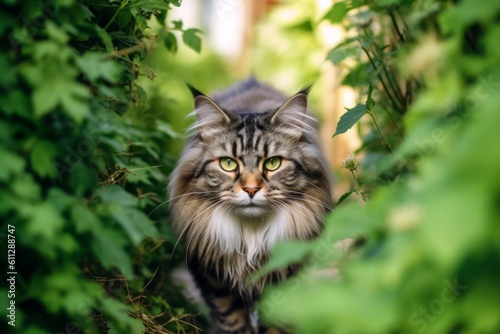 Wallpaper Mural Medium shot portrait photography of a curious siberian cat exploring against a garden backdrop. With generative AI technology Torontodigital.ca