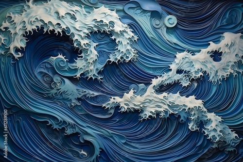 Dreamy Layered Paper with Epic Detail in Wave Aesthetic. Generative AI