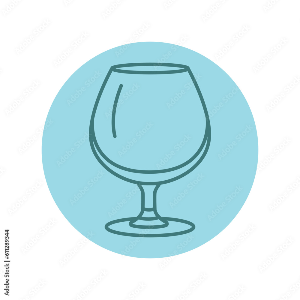 Glass for cognac black line icon. Dishware Glass for cognac black line icon. Dishware