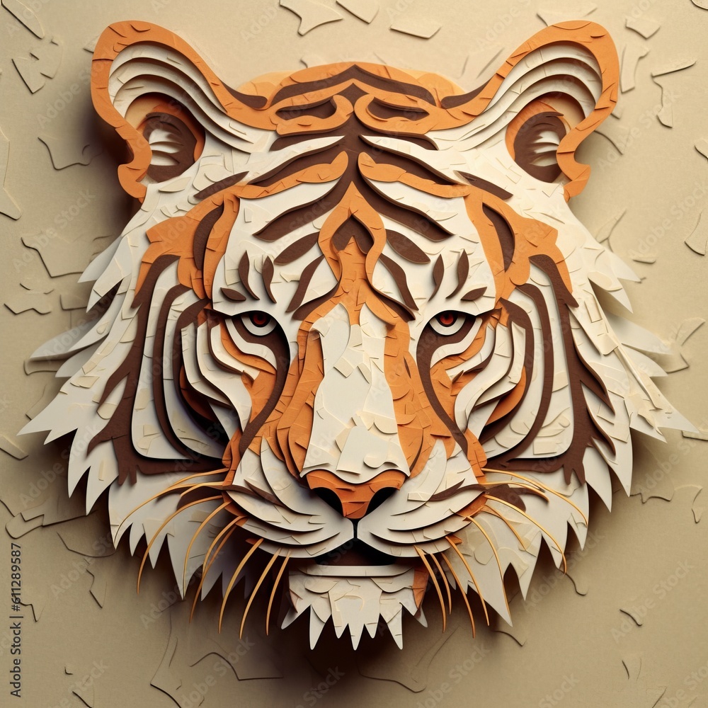 tiger portrait paper style Generative AI