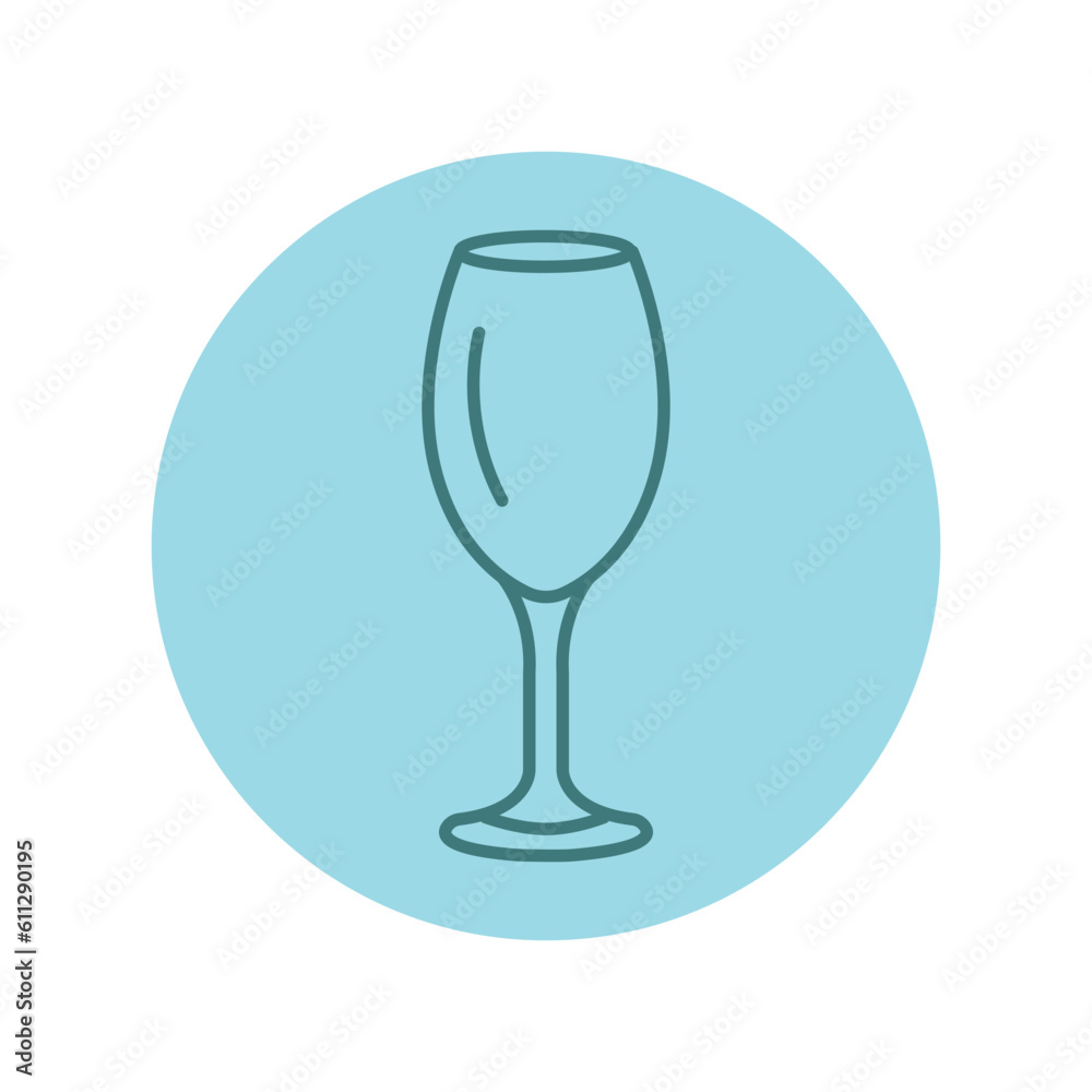 Wine glass black line icon. Dishware Wine glass black line icon. Dishware