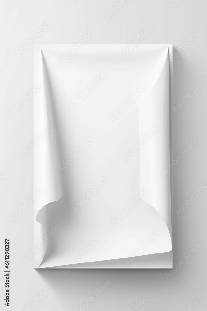 White empty curled paper banner on white background Generative AI White empty curled paper banner on white background Generative AI