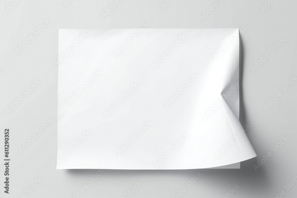 White empty curled paper banner on white background Generative AI White empty curled paper banner on white background Generative AI
