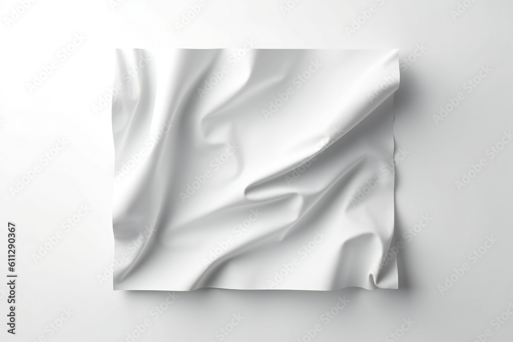 White empty curled paper banner on white background Generative AI White empty curled paper banner on white background Generative AI