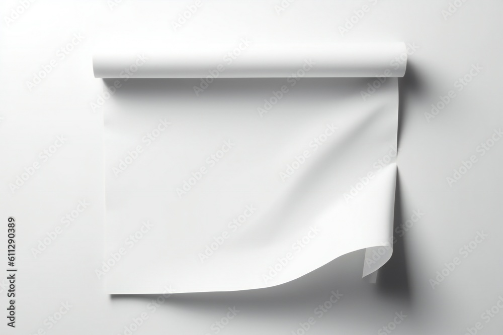 White empty paper banner on white background Generative AI White empty paper banner on white background Generative AI