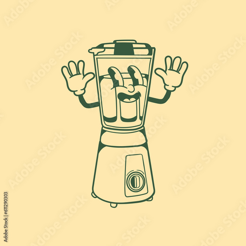 Vintage character design of a blender