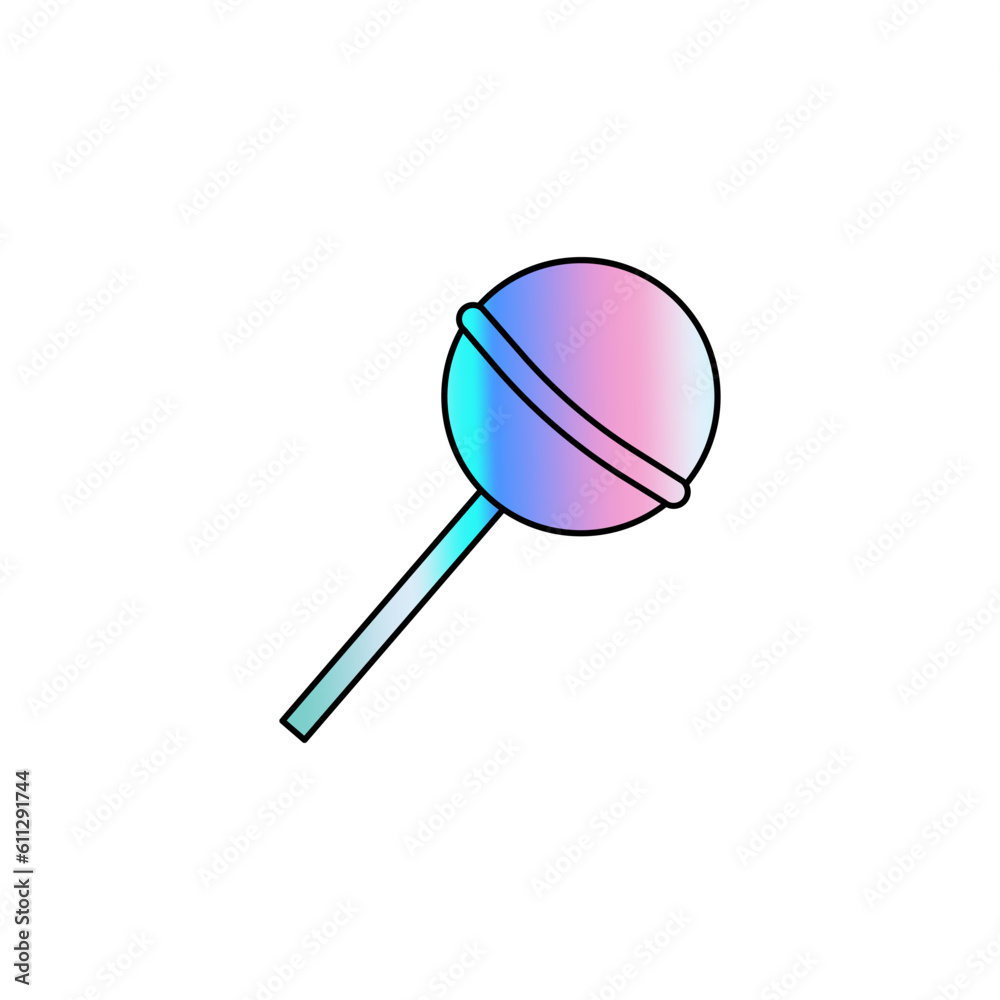 Doodle holographic lollipop isolated on white background. Trendy hand drawn vector rainbow sticker in 90s, 00s, Y2K style. Doodle holographic lollipop isolated on white background. Trendy hand drawn vector rainbow sticker in 90s, 00s, Y2K style.