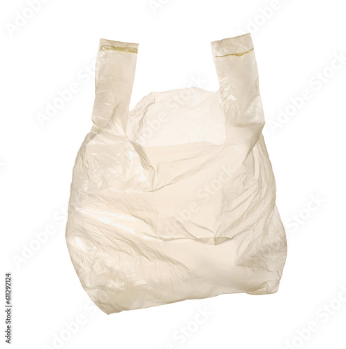 One empty plastic bag isolated on white