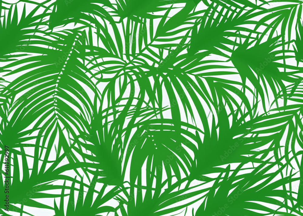 palm tree leaves seamless background wallpaper created with generative ai technology