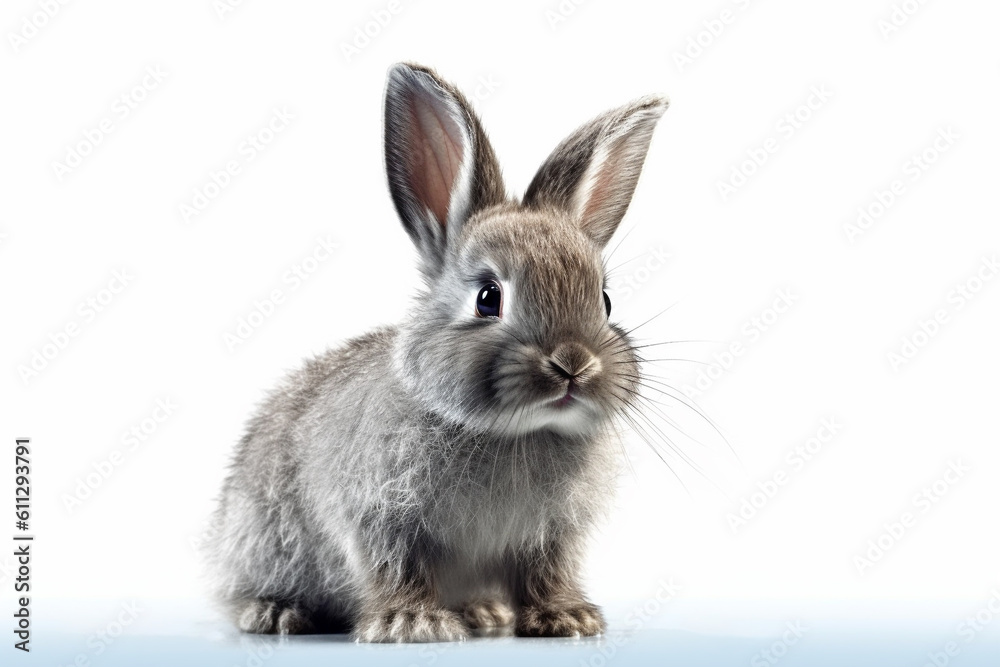 Grey rabbit on white background. Ai generative. Grey rabbit on white background. Ai generative.