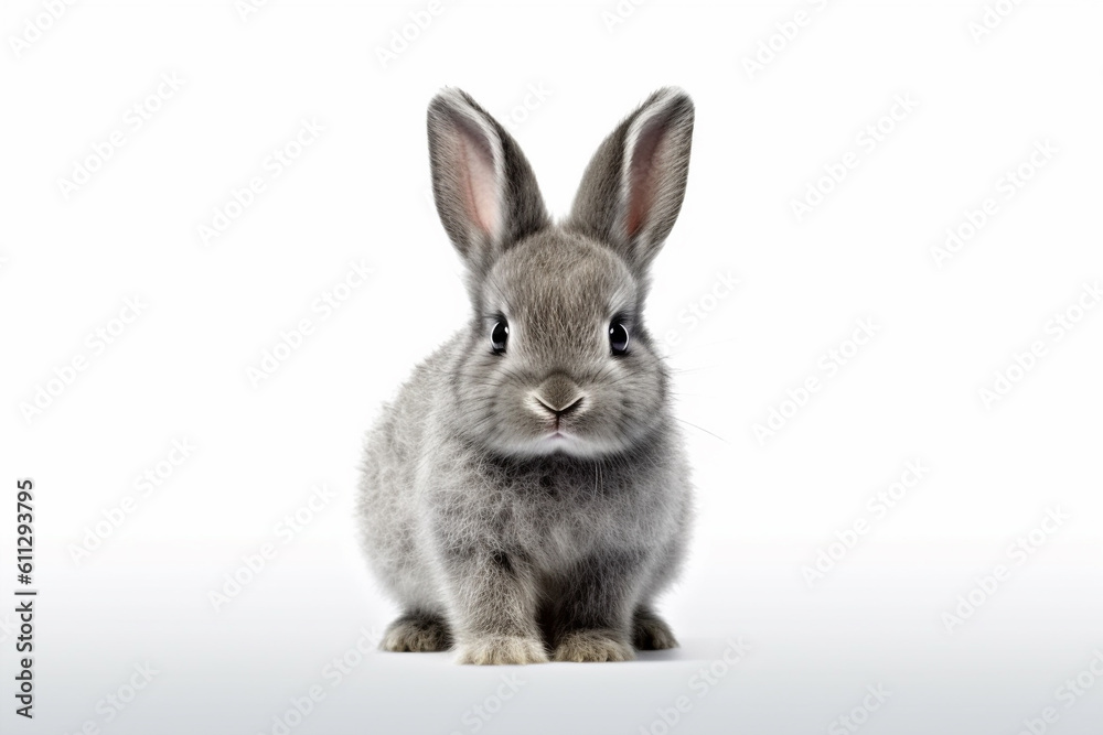 Grey rabbit on white background. Ai generative.. Grey rabbit on white background. Ai generative..