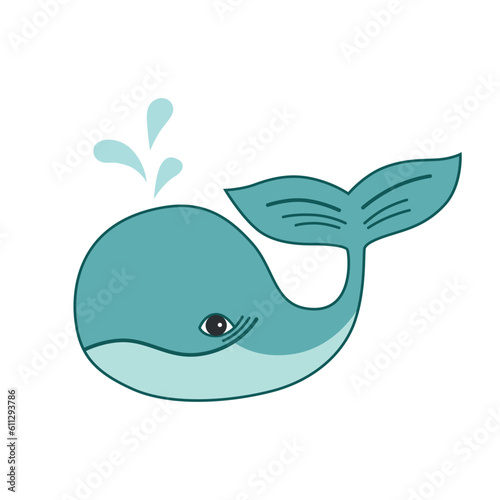cute whale cartoon isolated on white background