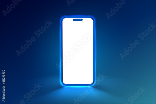 Smartphone light screen, technology mobile display light. Smart phone screen glows illustrations. Vector.