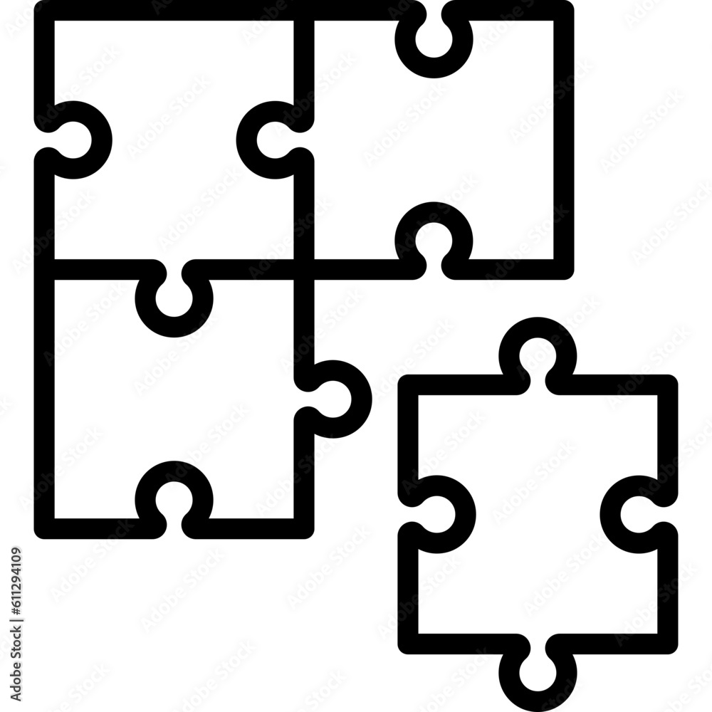 Teamwork symbol. Four pieces of puzzle. Thin line icon. Trust, unity, connection. Modern vector illustration. Teamwork symbol. Four pieces of puzzle. Thin line icon. Trust, unity, connection. Modern vector illustration.