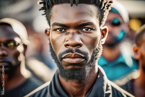 portrait Black man people at street, Generative Ai