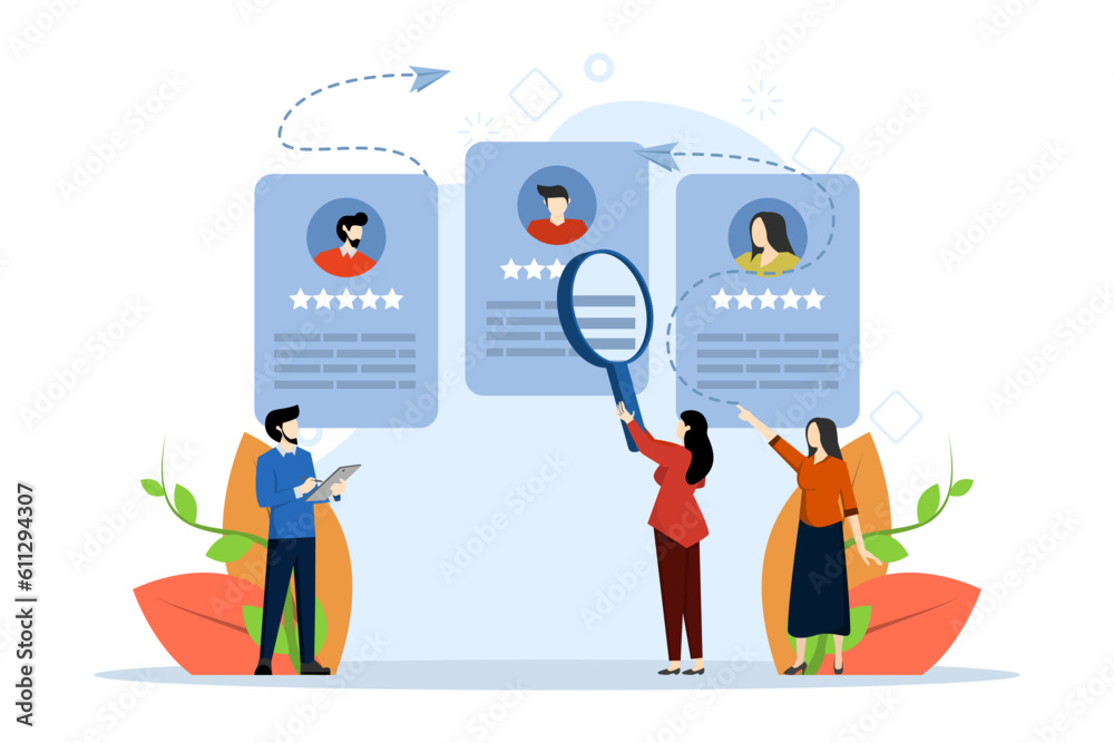 Employment Recruitment Concept, Displaying human resources selecting the best candidate, Suitable for landing page, UI, web, App, editorial, flyer and banner modern flat design illustration Employment Recruitment Concept, Displaying human resources selecting the best candidate, Suitable for landing page, UI, web, App, editorial, flyer and banner modern flat design illustration