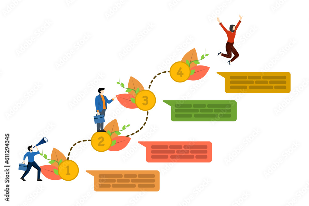 Fototapeta premium Online presentation schedule showing project process. infographic, options from 1 to 4. workflow or project. design for presentation, flyer, booklet, brochure vector. vector illustration.