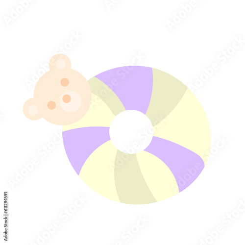 Teady bear new born hand toy. Soft pastel round handle for little kids