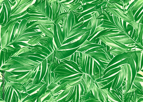 palm tree leaves seamless background wallpaper created with generative ai technology