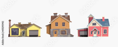 modern classic houses front view in set