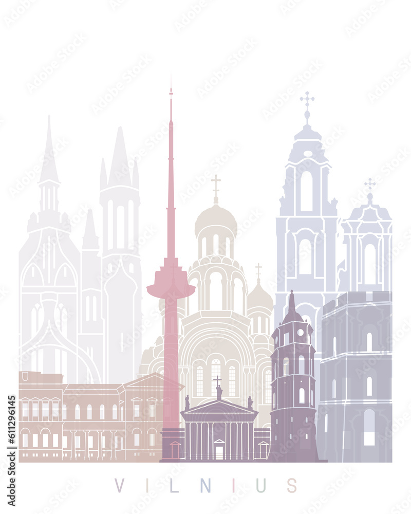 VILNIUS  SKYLINE POSTER PASTEL