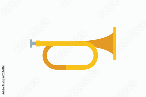 yellow color cartoon trumpet isolated on white