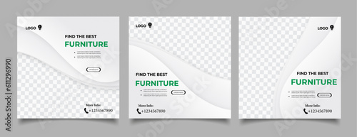 Vector modern minimalist furniture social media post template design
