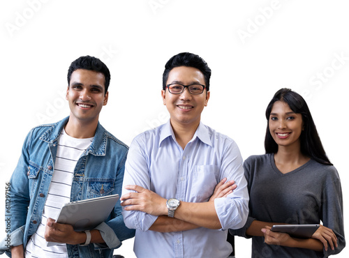 Portrait of Asian creative business team. Leader creative startup young business people in modern office.isolated white background, remove background