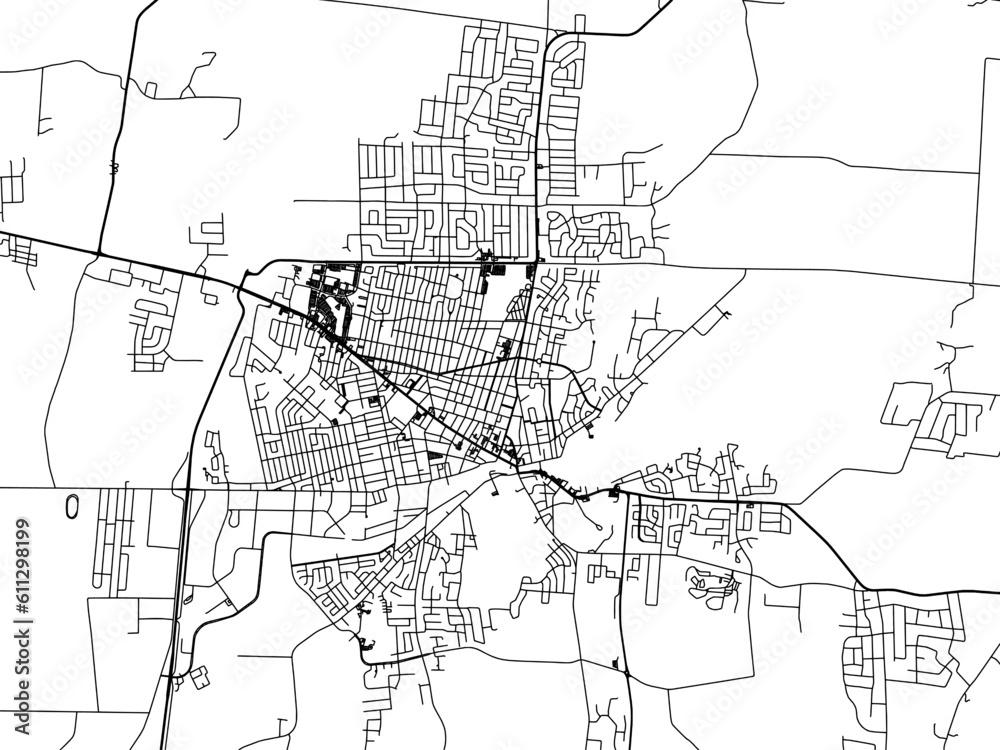 Vector road map of the city of Granby Quebec in Canada on a white
