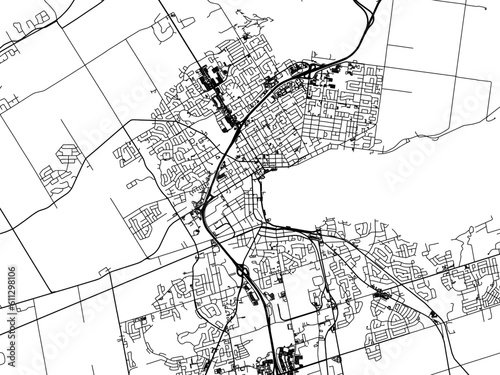 Vector road map of the city of  Barrie Ontario in Canada on a white background.